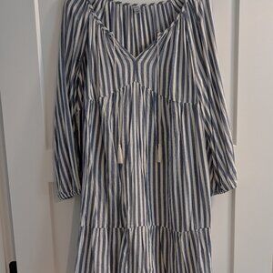 Old Navy Blue and White Striped Bohemian Dress